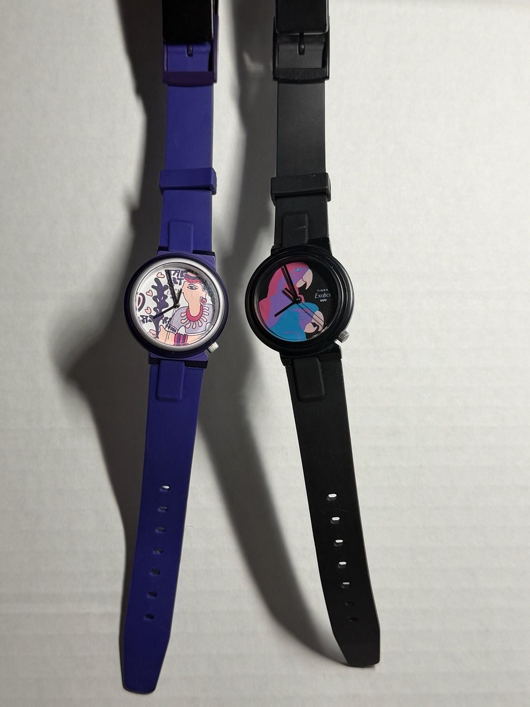 Vintage 1989 Timex Exotics Women's Watch Set (Parrot and Abstract Face) 1