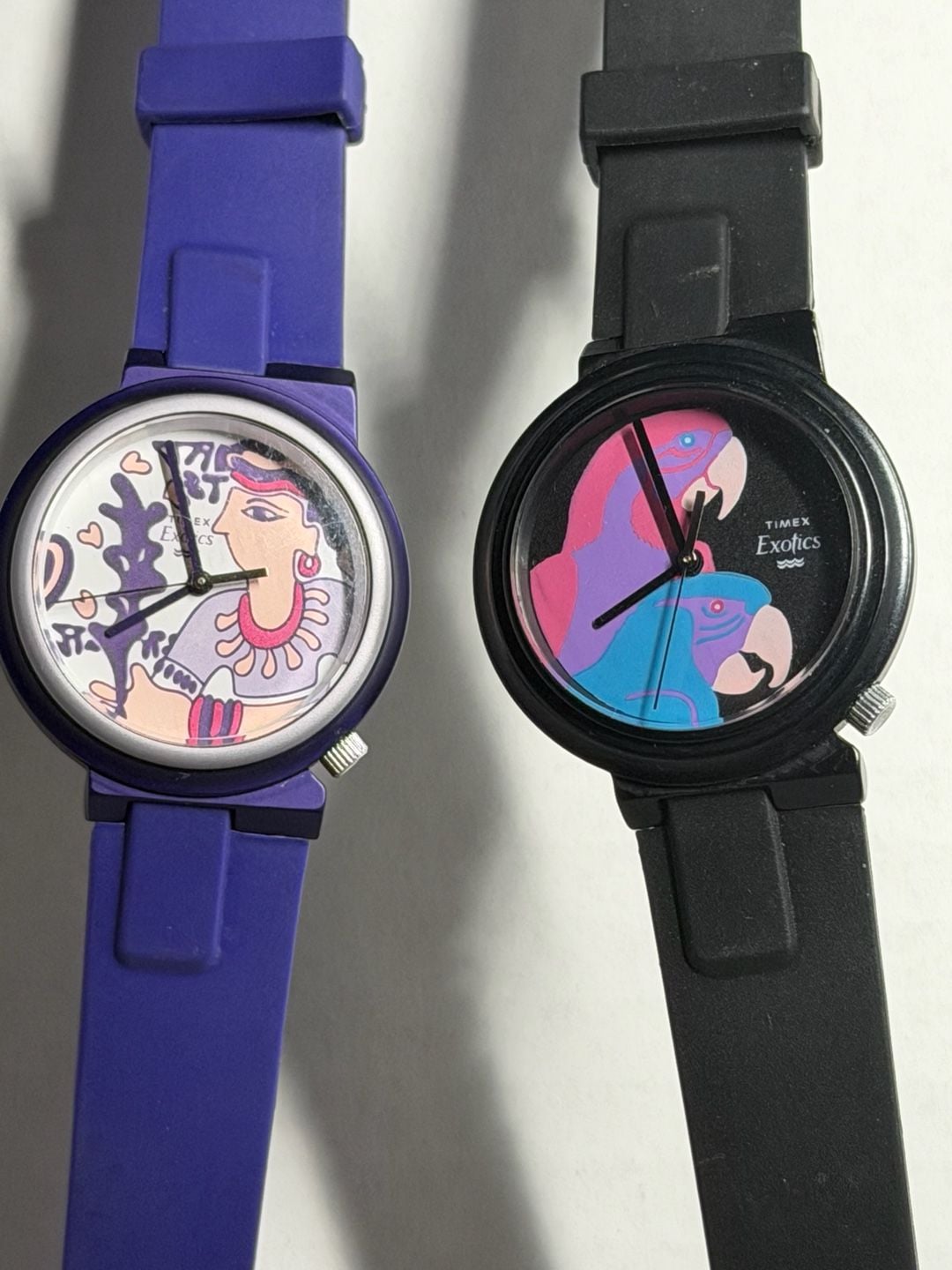 Vintage 1989 Timex Exotics Women's Watch Set (Parrot and Abstract Face) 2