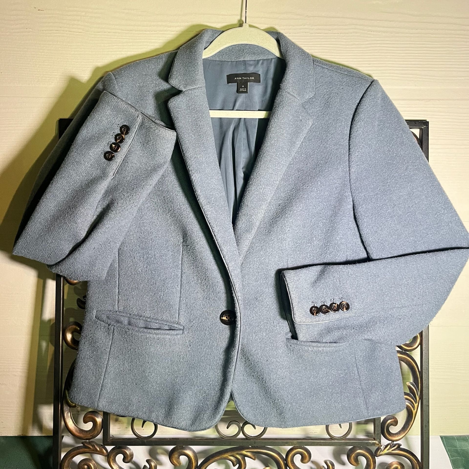 Ann Taylor Soft Linen Pant Suit Wool Jacket 1