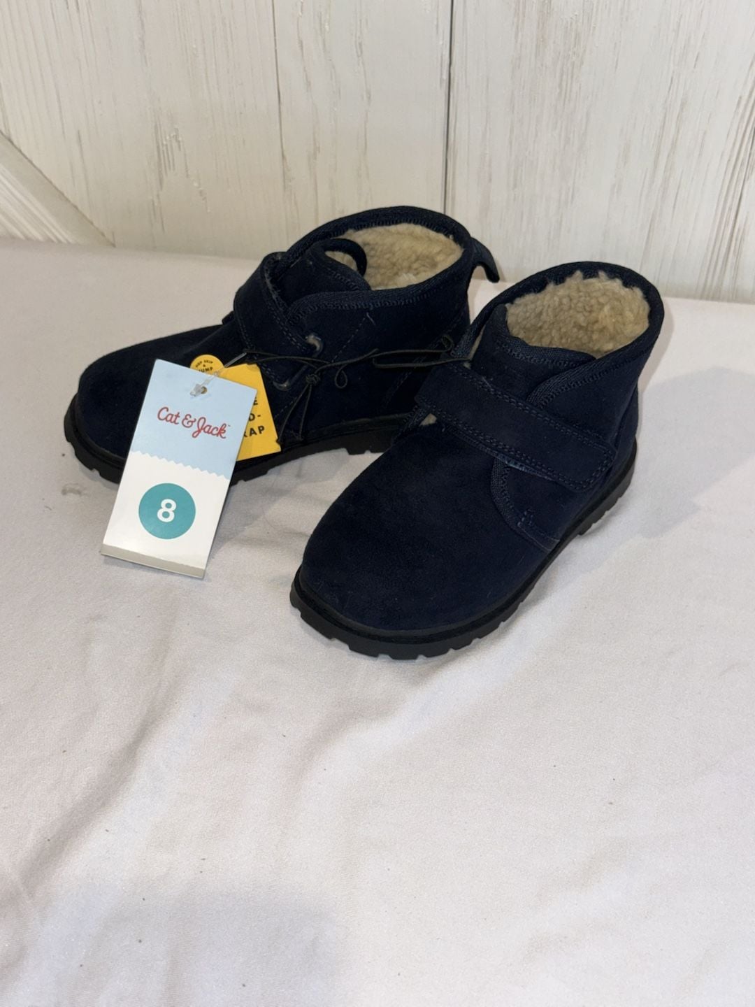 Cat & Jack Navy Blue Faux Suede Sherpa-Lined Ankle Boots 4