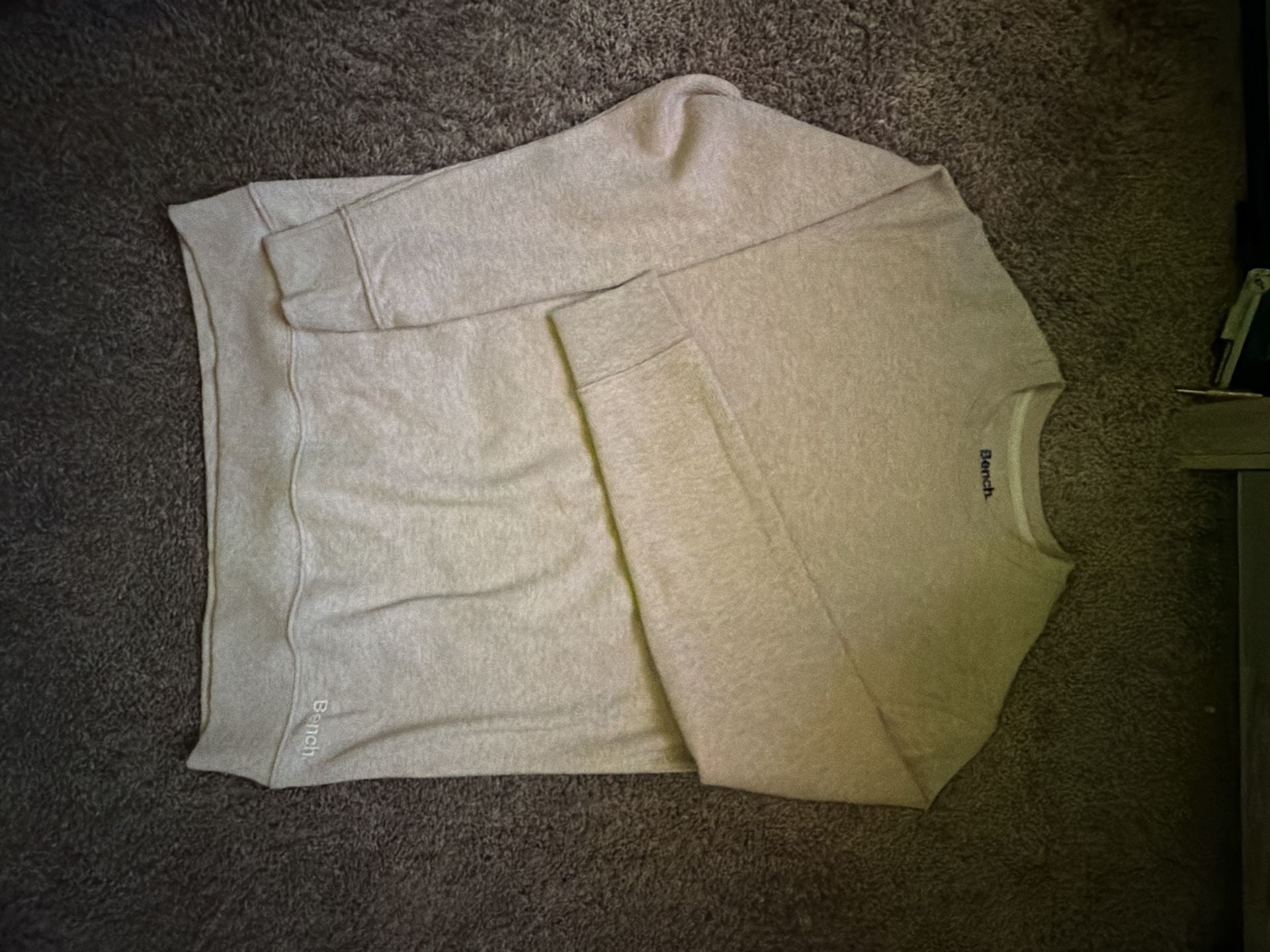 Bench Men’s Heather Beige Textured Crewneck Sweatshirt Size Small 1