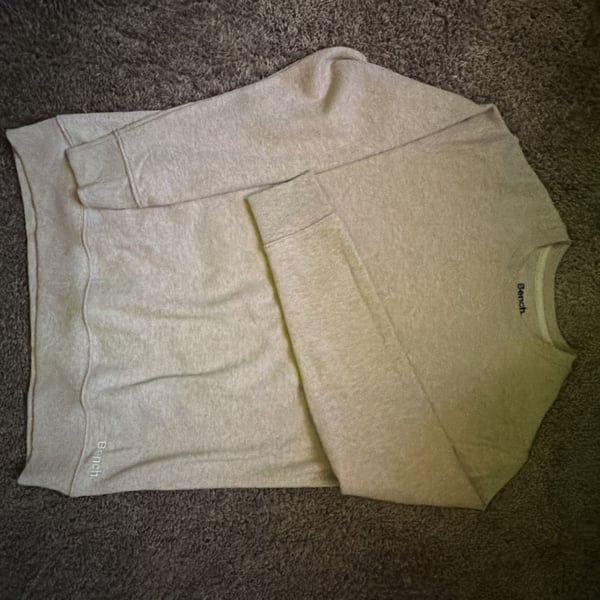 Bench Men’s Heather Beige Textured Crewneck Sweatshirt Size Small