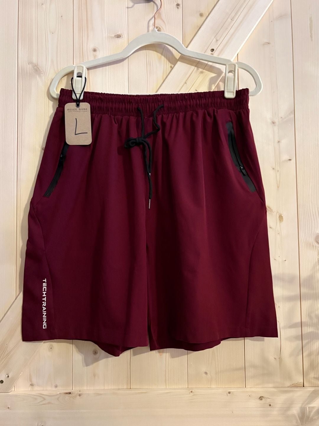 TECHTRAINING Men's Athletic Workout Shorts with Zipper Pockets size LARGE 1