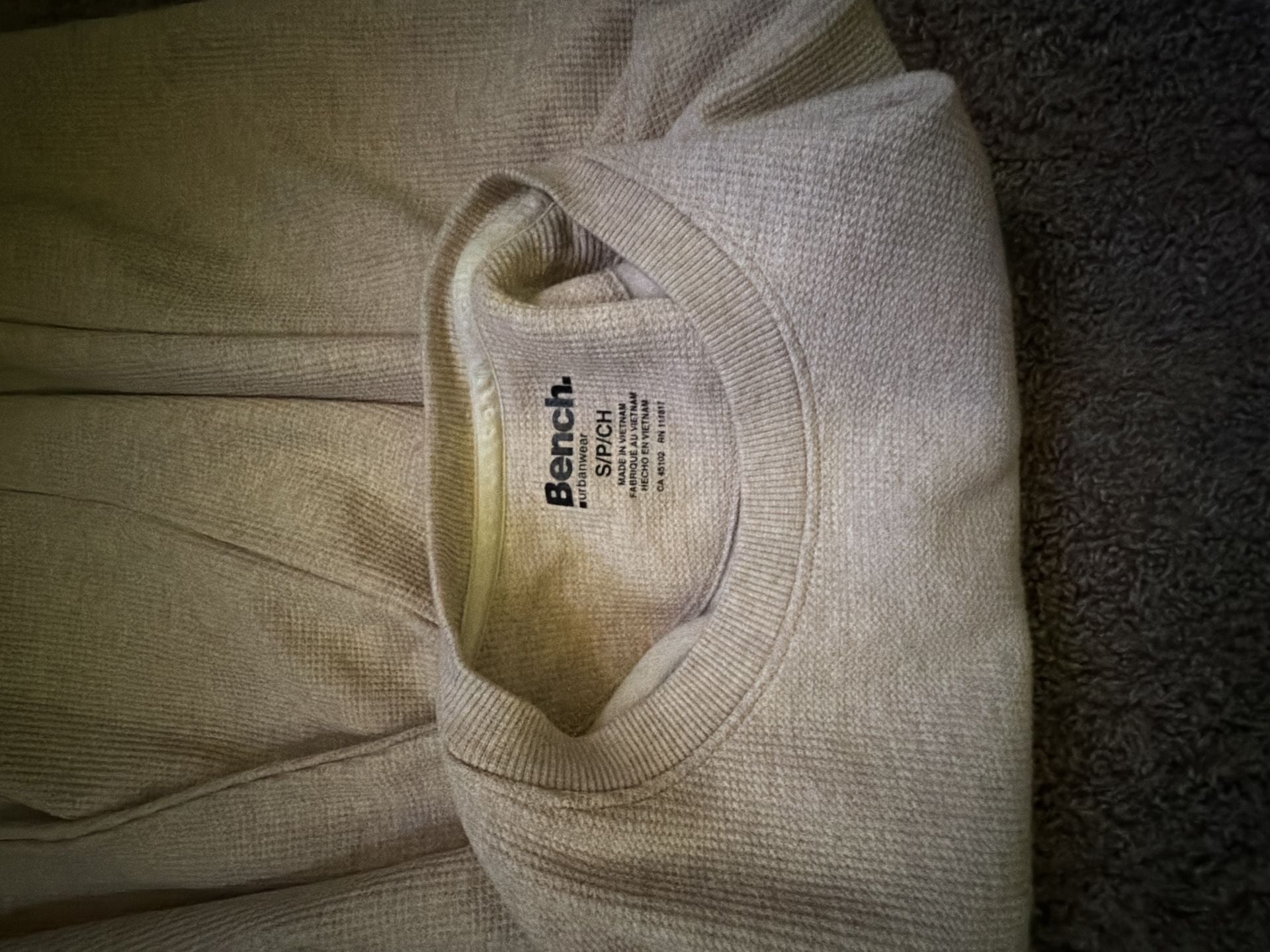 Bench Men’s Heather Beige Textured Crewneck Sweatshirt Size Small 5