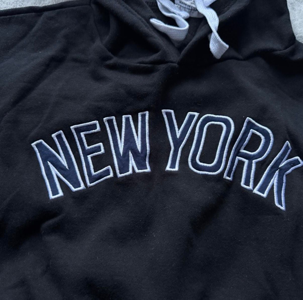 Torkia Gifts New York Cropped Hoodie with Striped Hem 2