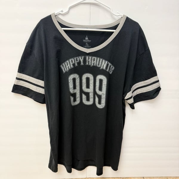 Disney Parks Haunted Mansion Happy Haunts 999 Varsity V-Neck T-Shirt Women's 2X