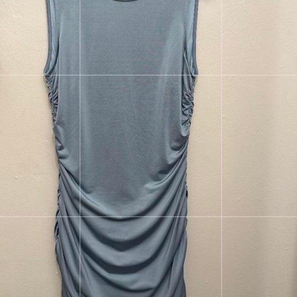 BCBGMAXAZRIA Women's Dusty Blue Sleeveless Ruched Mini Dress