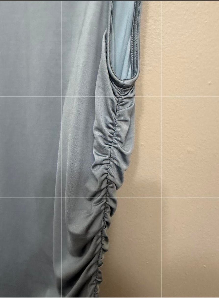 BCBGMAXAZRIA Women's Dusty Blue Sleeveless Ruched Mini Dress 3