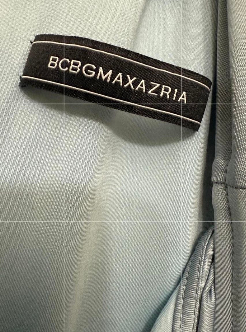 BCBGMAXAZRIA Women's Dusty Blue Sleeveless Ruched Mini Dress 6