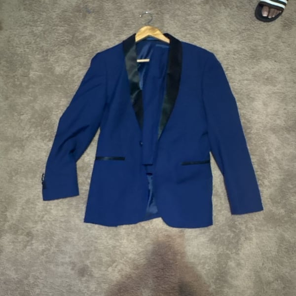 Men's Royal Blue Slim Fit Shawl Collar Tuxedo Suit Set