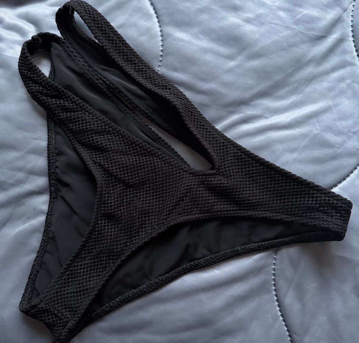 Fashion Nova Black Mesh Cut-Out Two-Piece Bikini Set 2