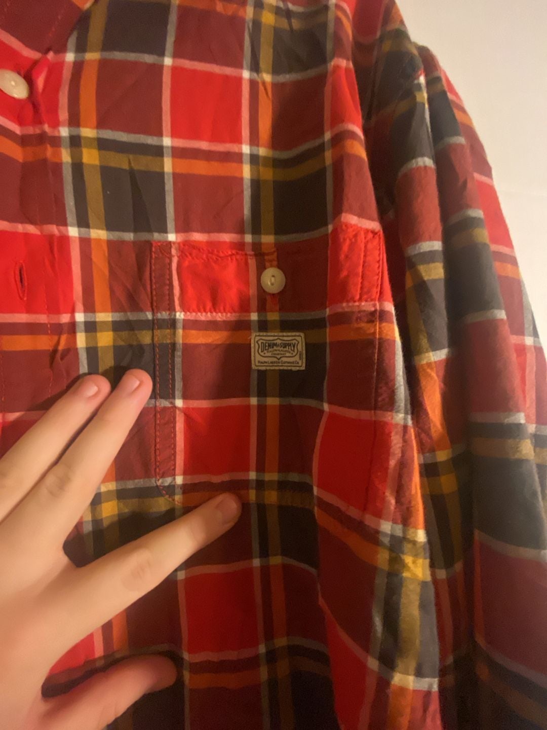 Denim & Supply Ralph Lauren Men's L Red Plaid Long Sleeve Flannel Work Shirt 4