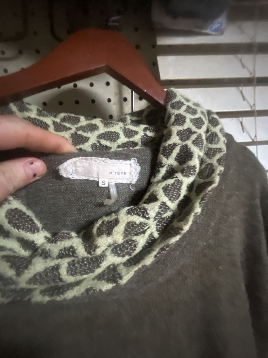 A'Reve Cowl Neck Long Sleeve Sweater with Animal Print Trim 2