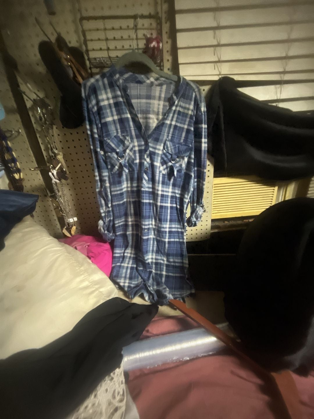 Women's Blue and White Plaid Long Sleeve Button-Down Shirt Dress 1