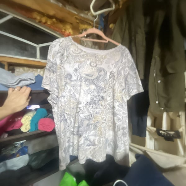 Croft & Barrow Classic Tee Short Sleeve Paisley Print T-Shirt Plus Size 1X