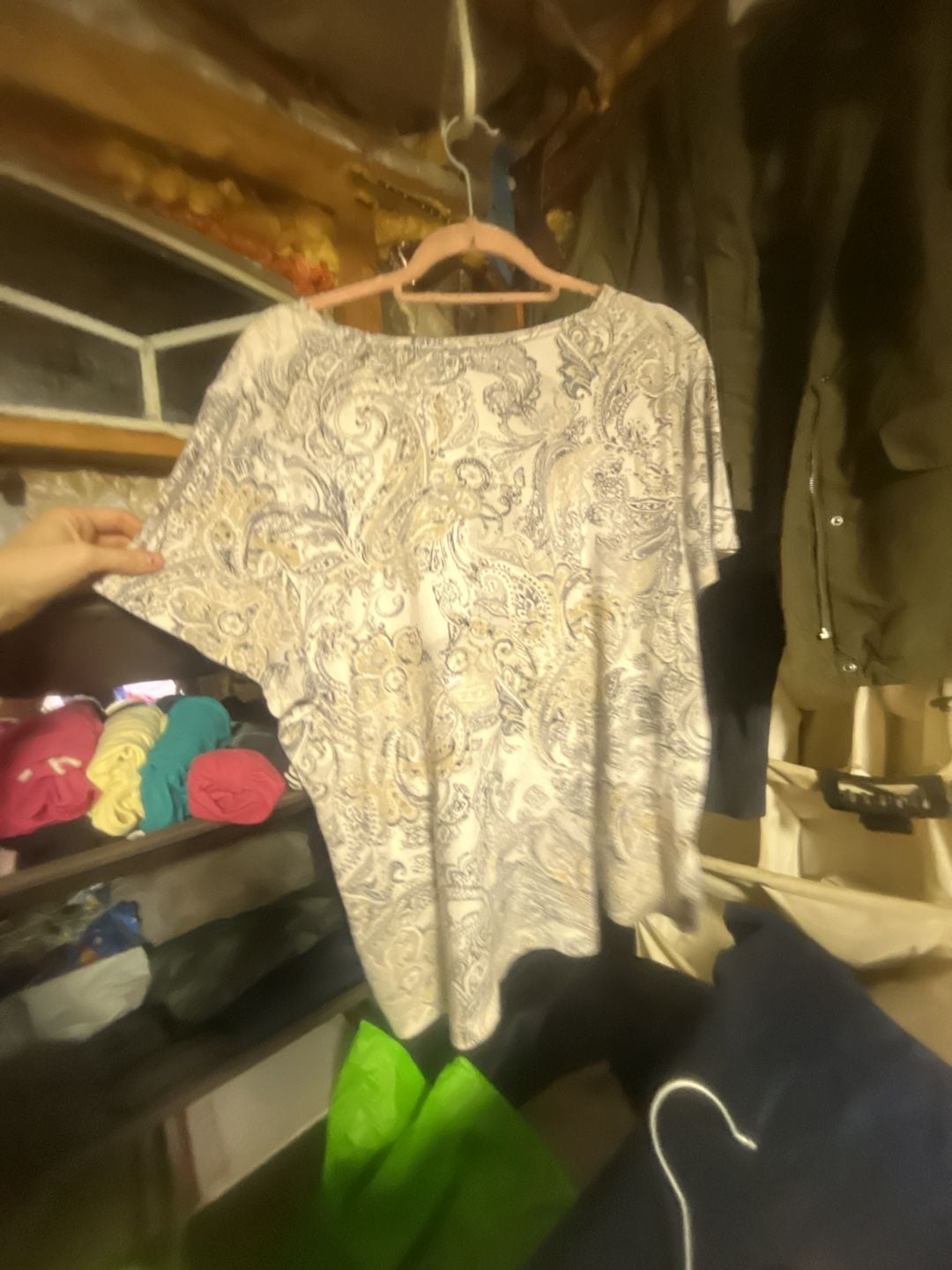 Croft & Barrow Classic Tee Short Sleeve Paisley Print T-Shirt Plus Size 1X 2