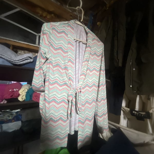 Sheila Rose Pastel Chevron Zigzag Print Open Front Duster Cardigan