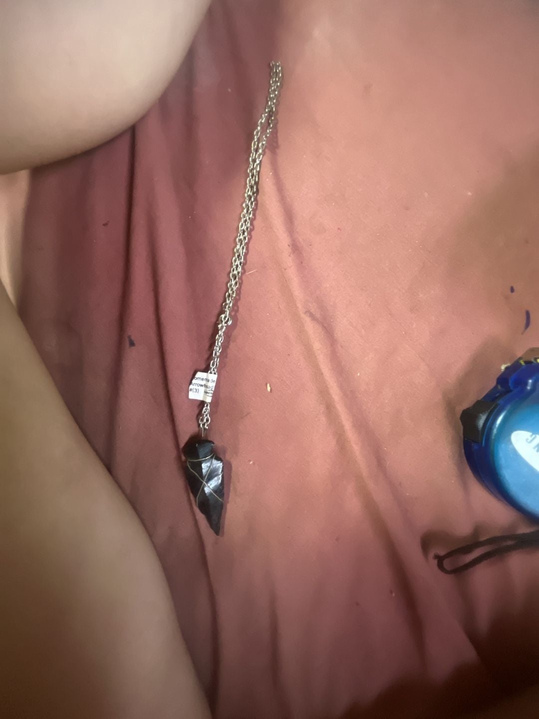 Homemade Obsidian Wire-Wrapped Arrowhead Pendant Necklace #3 1