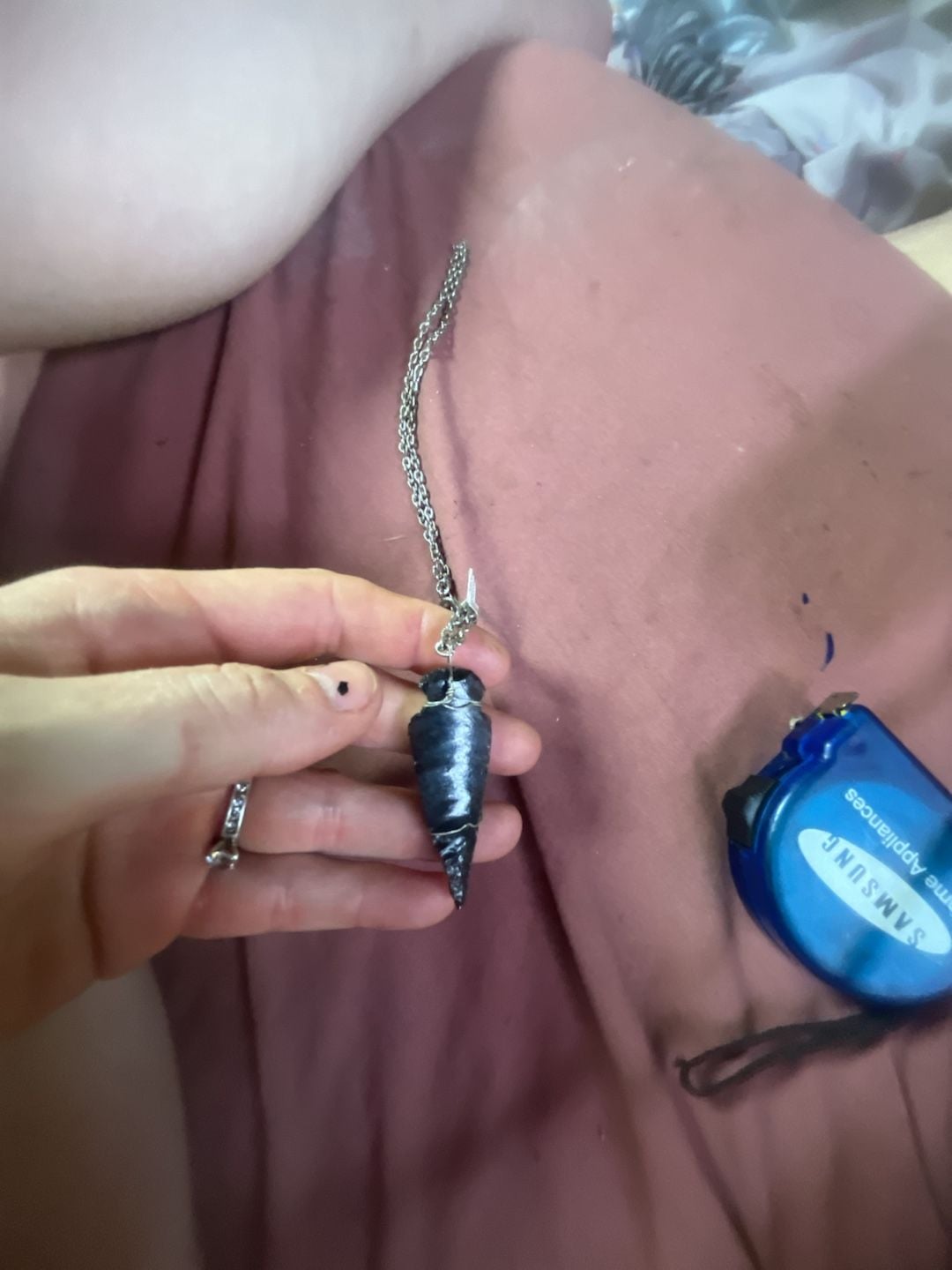 Homemade Obsidian Wire-Wrapped Arrowhead Pendant Necklace #3 2
