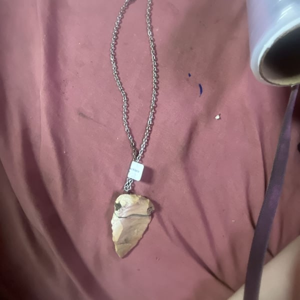 Homemade Stone Arrowhead Pendant Necklace