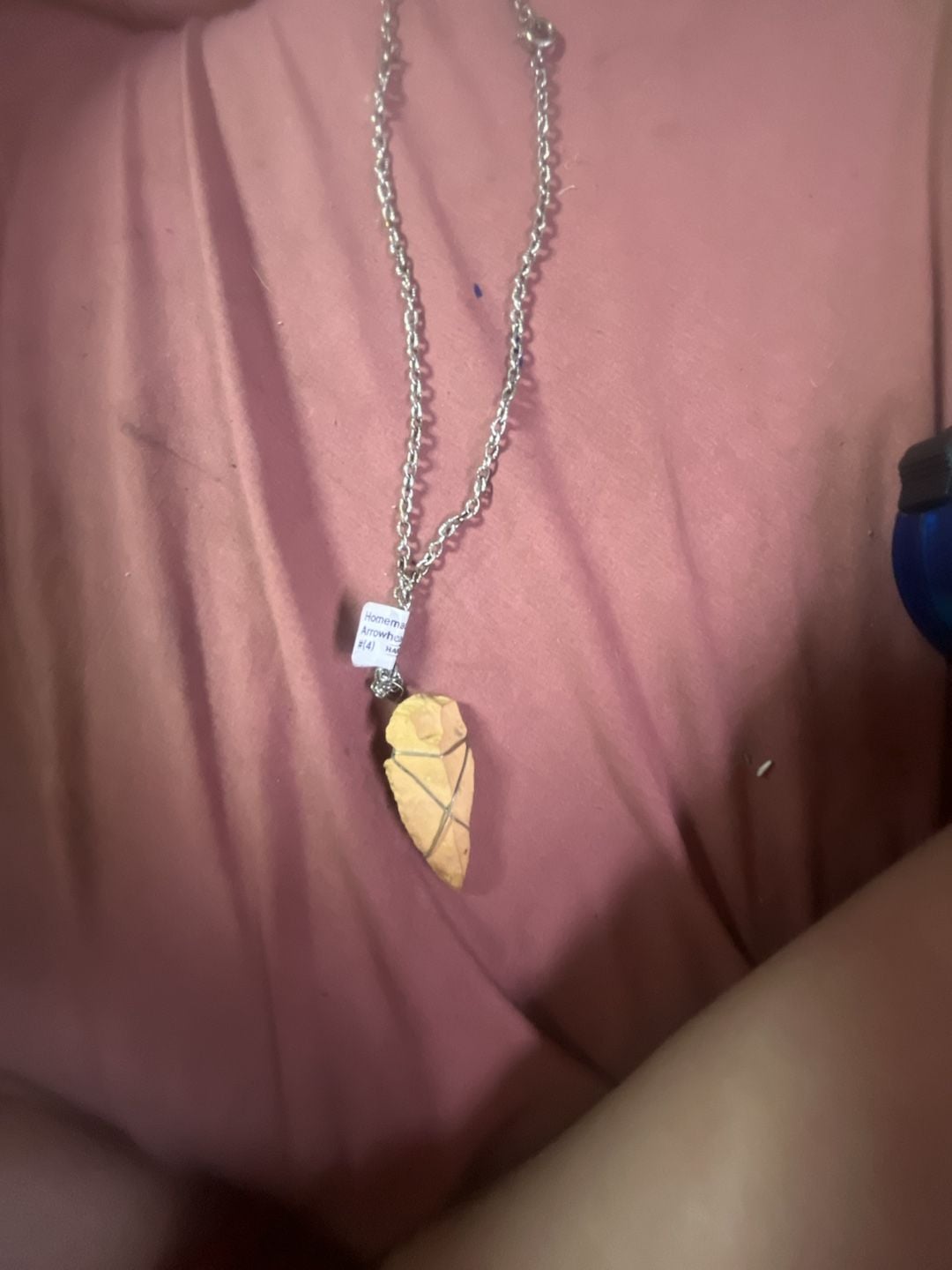 Handmade Wire-Wrapped Arrowhead Pendant Necklace on Silver-Tone Chain 2