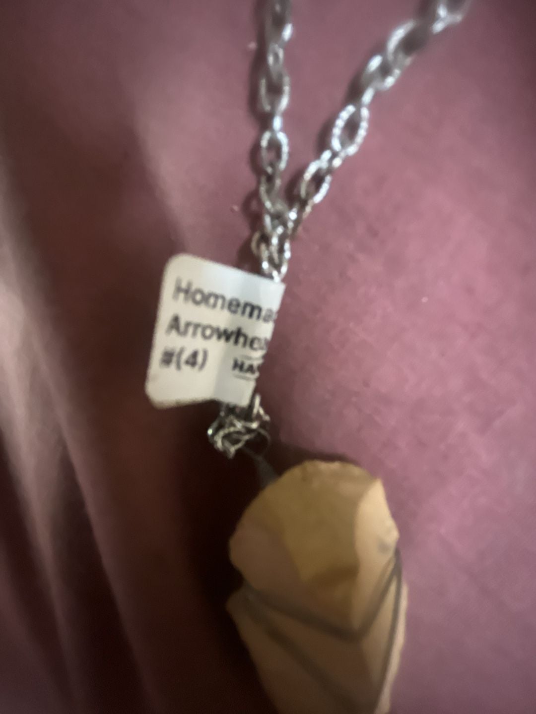 Handmade Wire-Wrapped Arrowhead Pendant Necklace on Silver-Tone Chain 3