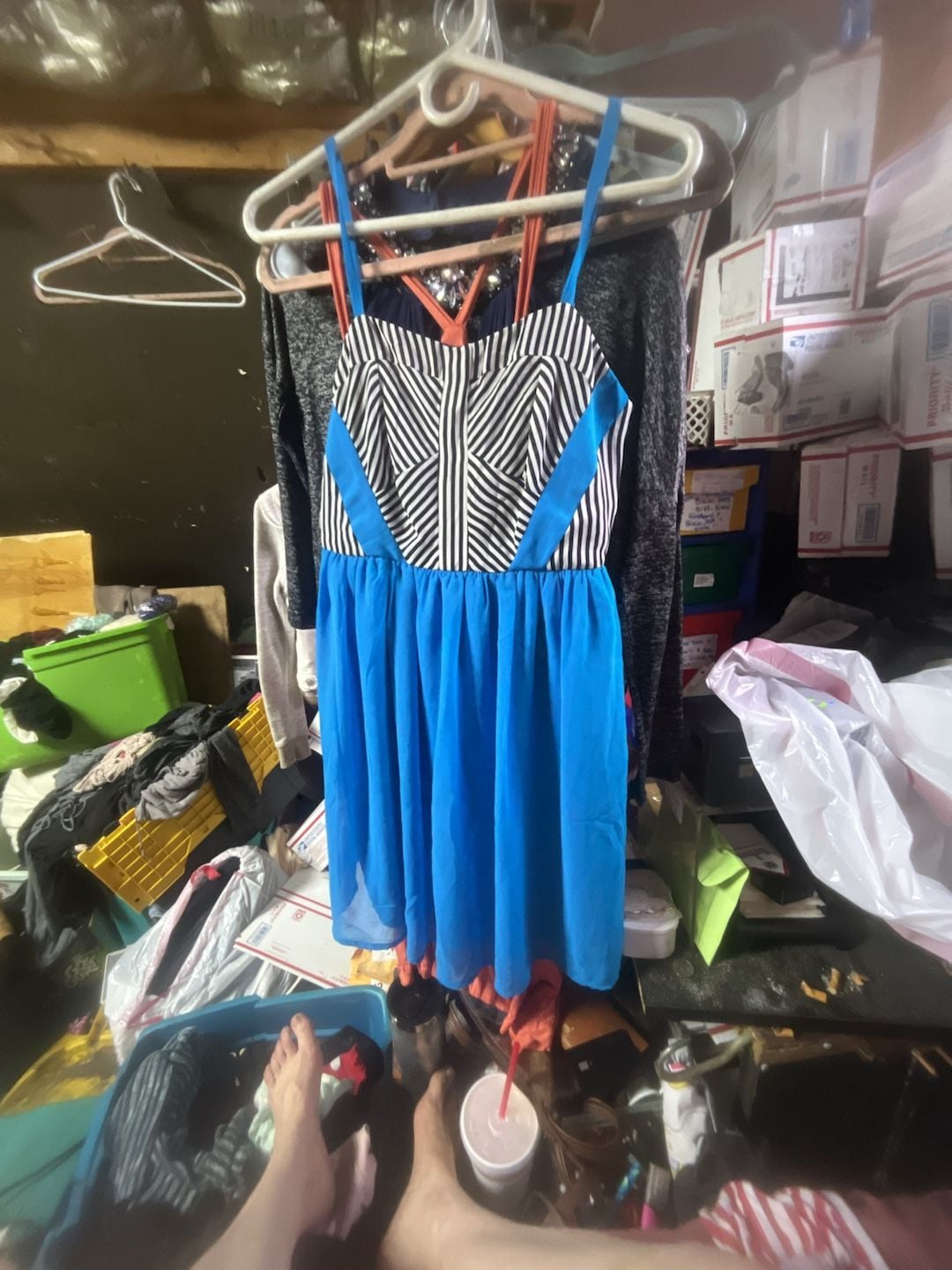 Speechless Girls Formal Dress Striped Blue black Youth Size 12 short sleeves 1