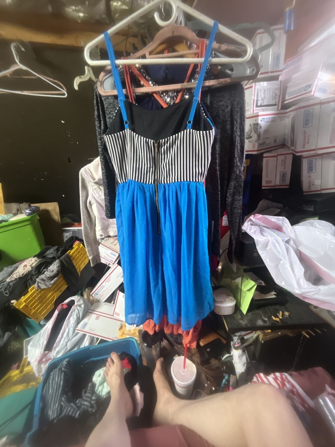 Speechless Girls Formal Dress Striped Blue black Youth Size 12 short sleeves 2