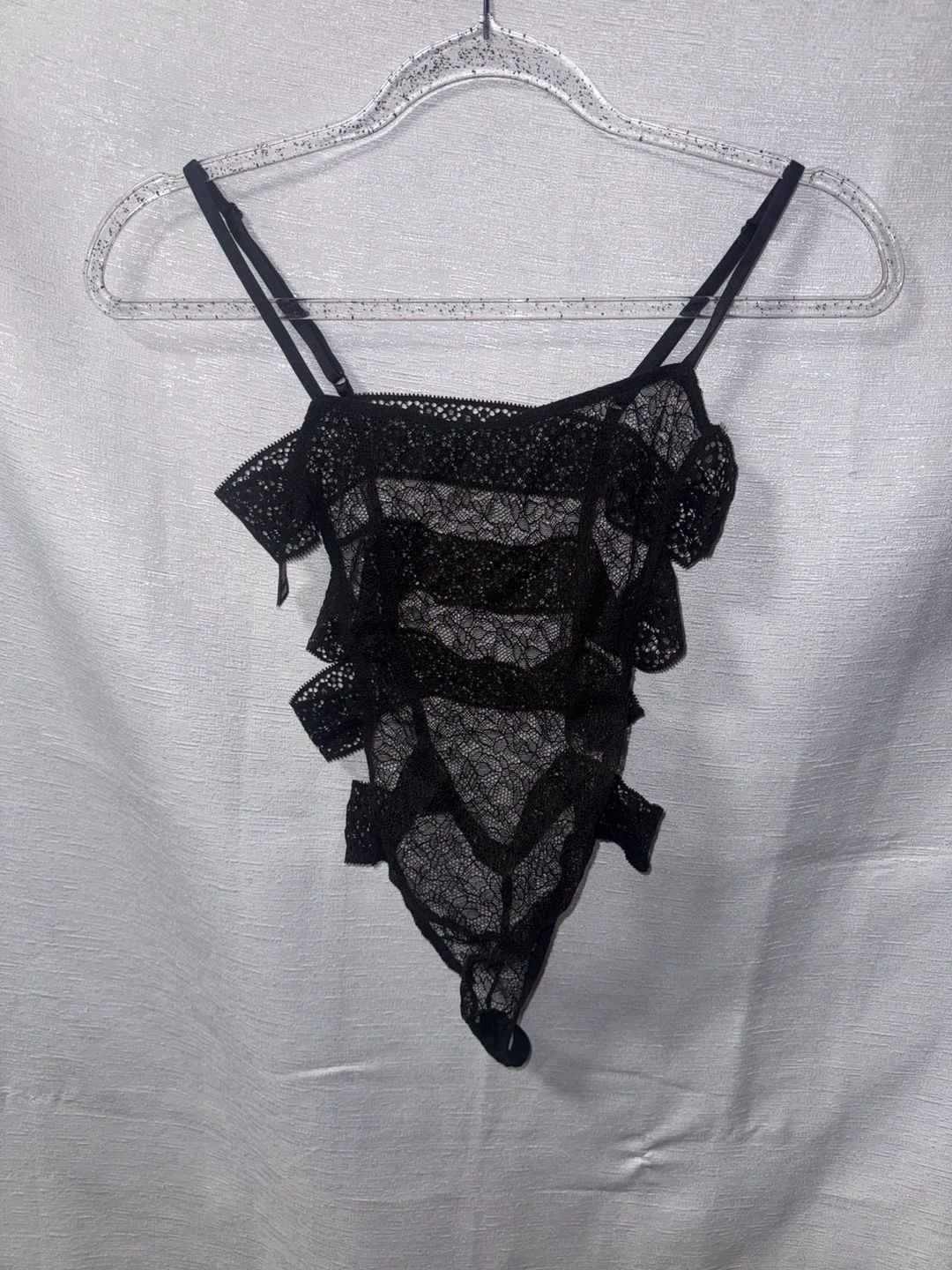 Victoria's Secret Black Lace Strappy Teddy Bodysuit 1
