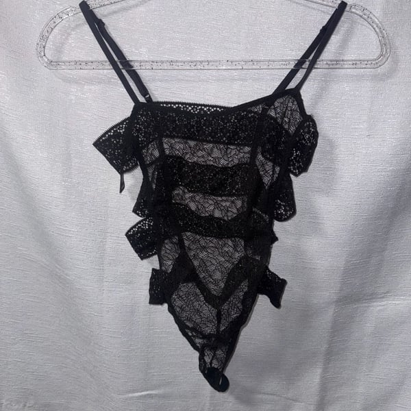 Victoria's Secret Black Lace Strappy Teddy Bodysuit
