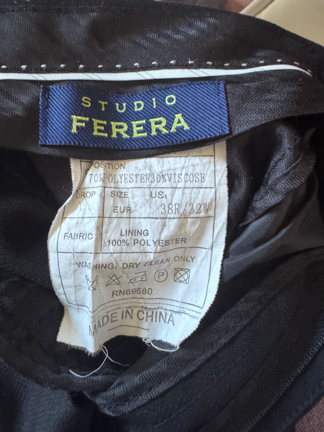 Studio Ferera Men's 2-Piece Suit Black Size 38R/32W 5
