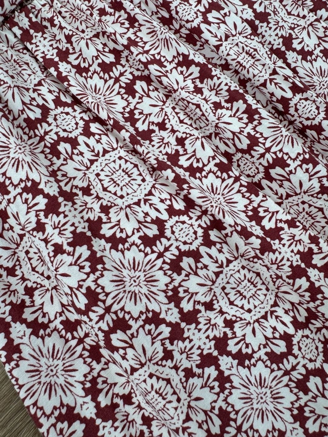 Flamingo Women’s Boho Wrap Maxi Dress Burgundy Floral V-Neck Tie Waist S 16