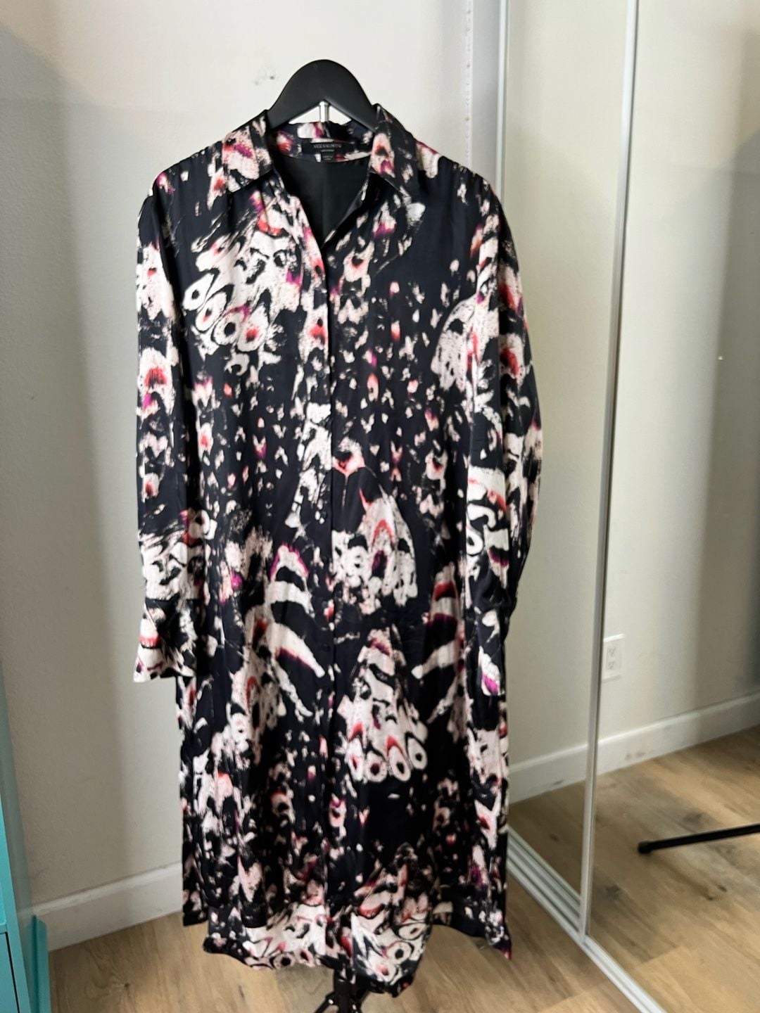 AllSaints Anya Wing Button-Down Shirt Dress in Abstract Print 3