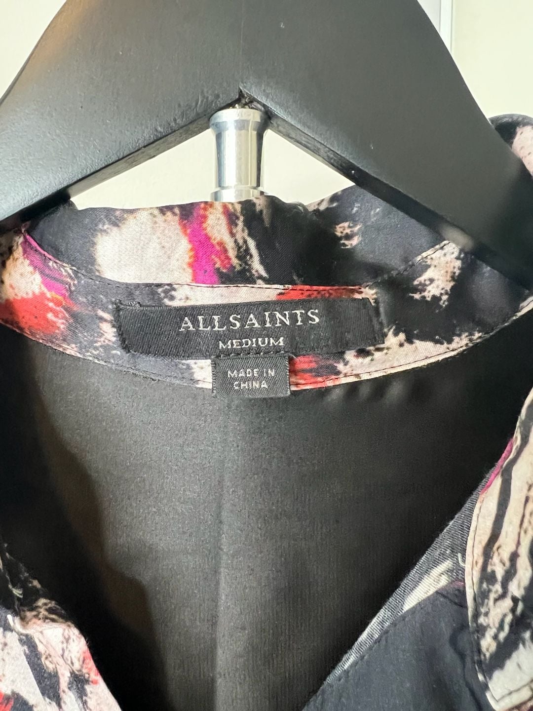 AllSaints Anya Wing Button-Down Shirt Dress in Abstract Print 4