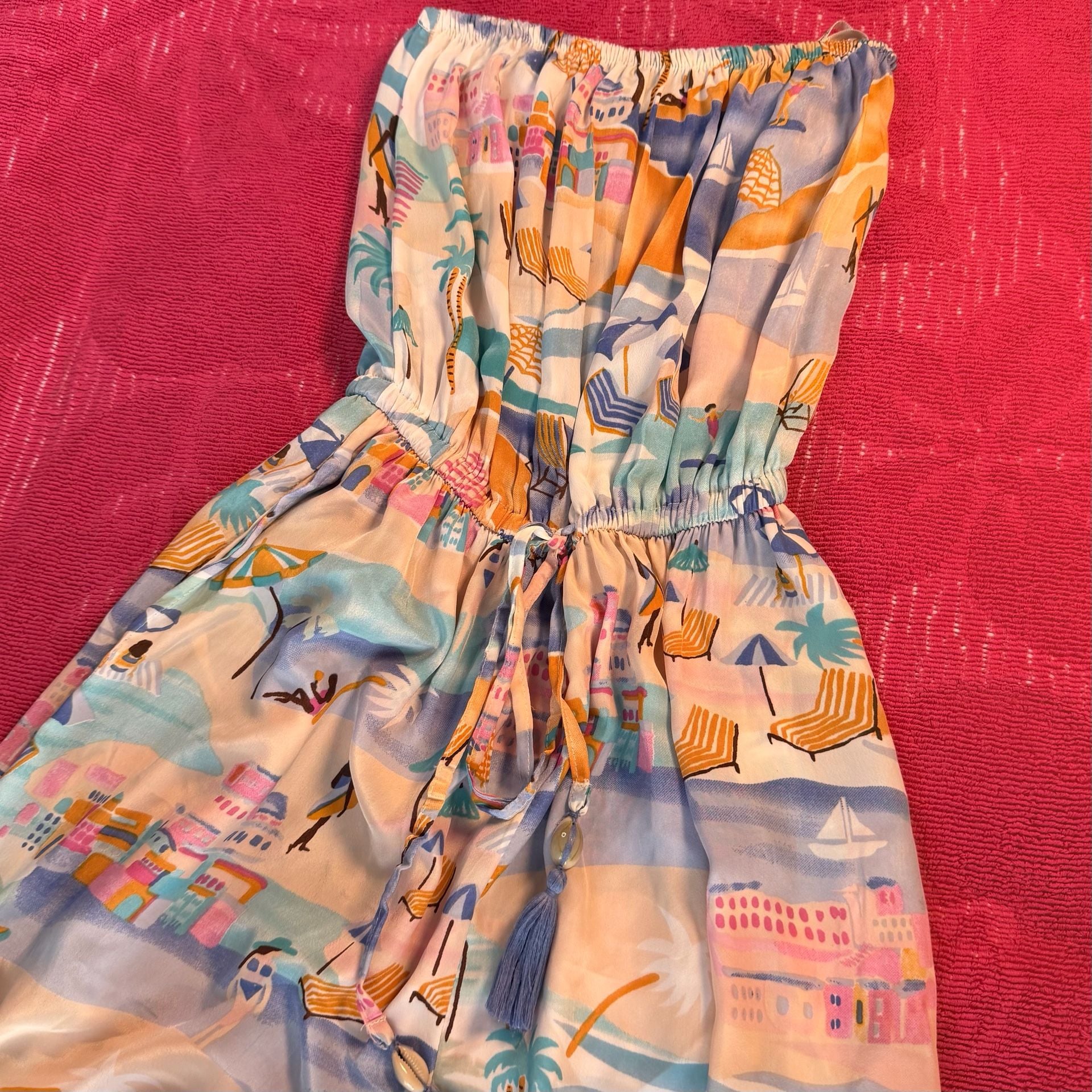 3-Piece Bundle: Tropical Sailboat Romper XS, Straw Hat, & Charm Bracelet 5