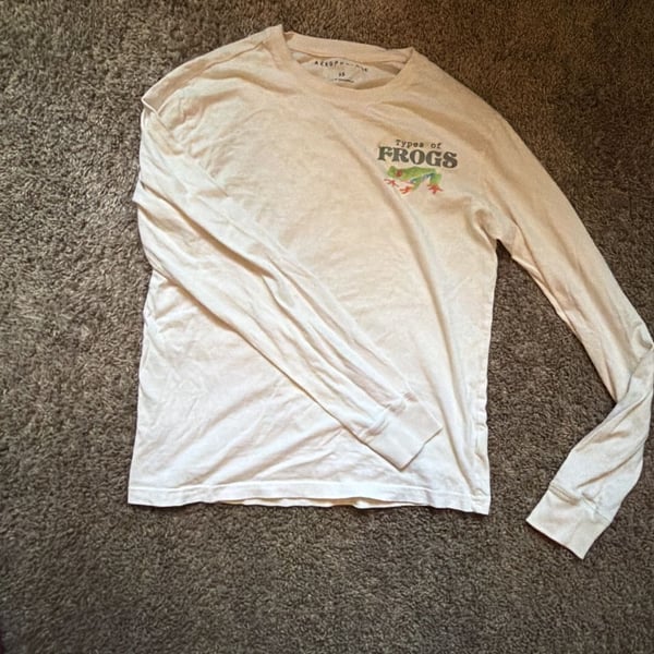Aeropostale Types of Frogs Long Sleeve Graphic Crewneck T-Shirt XS Extra Small
