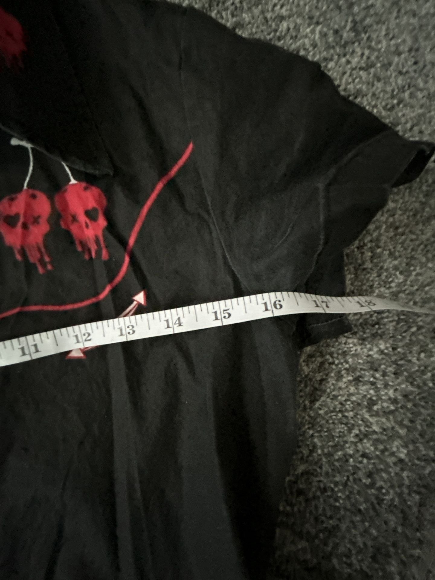 Boozelele Black Western-Style Button-Down Shirt Dress with Skull Cherry Embroidery 7