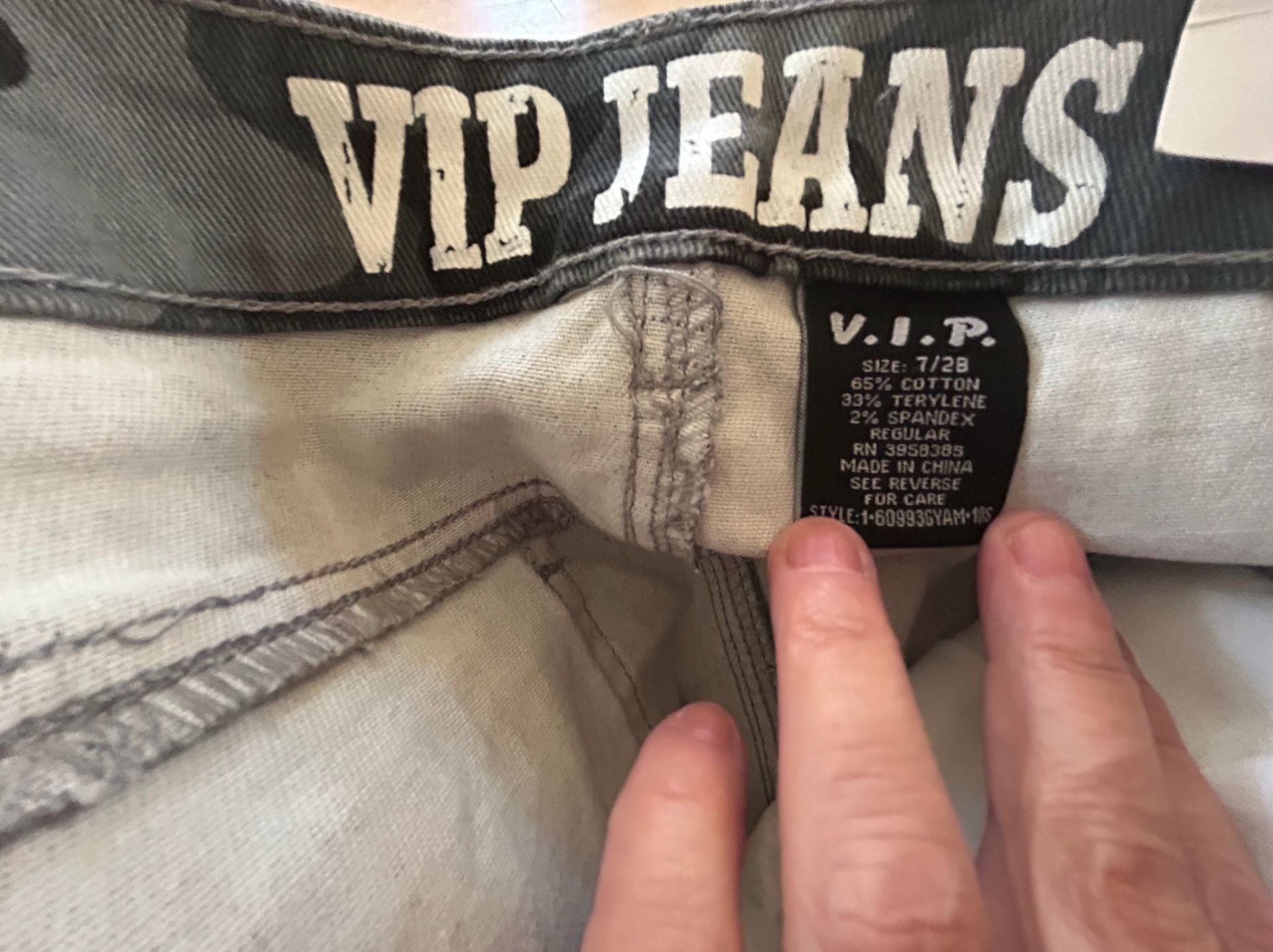 VIP Jeans Women's Mid-Rise Wide Leg 3D Cargo Pants in Grey Camo 6