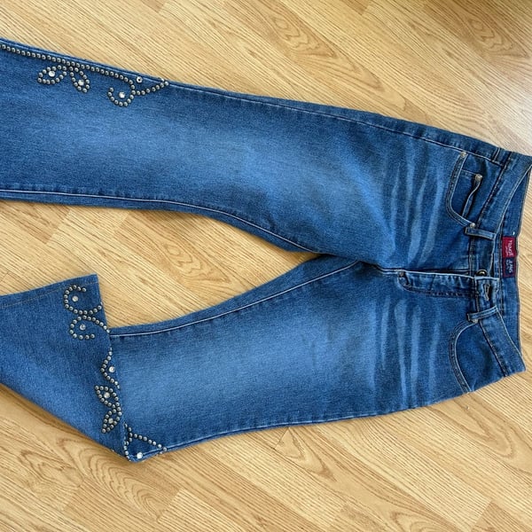 Younique Jeans Original Quality Women's Blue Denim Studded Flare Jeans