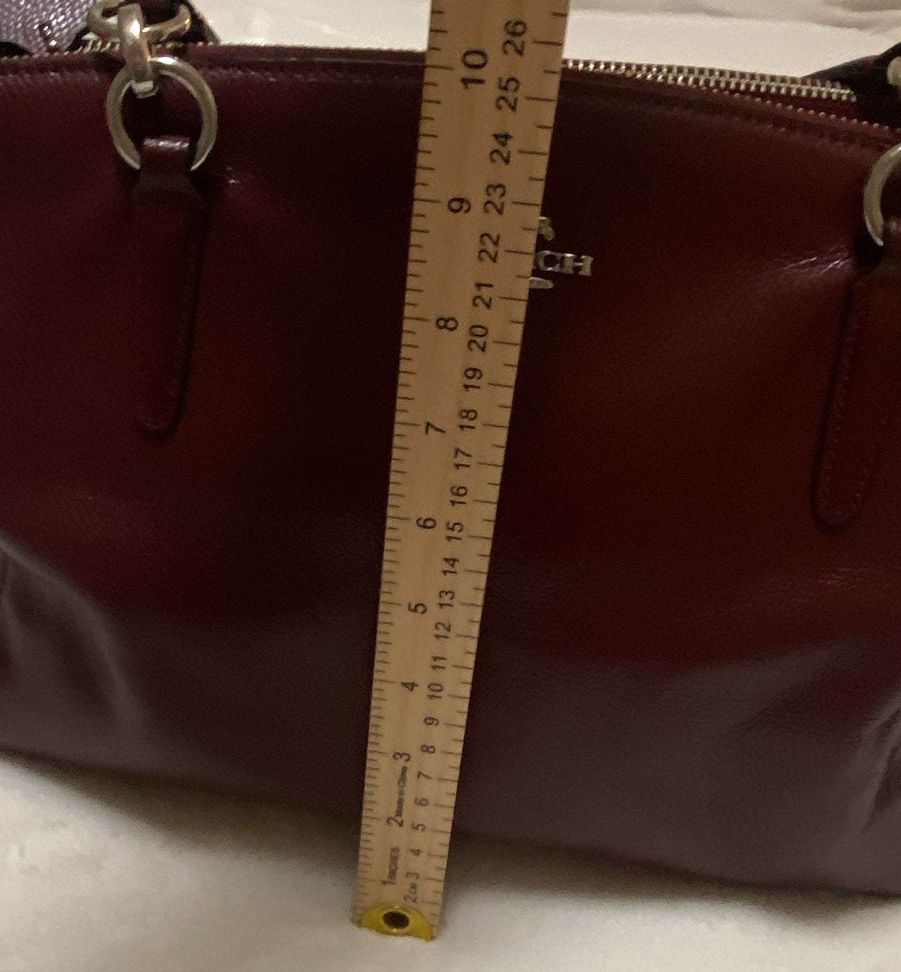 Coach Christie Carryall Burgundy Pebbled Leather Satchel Bag 20
