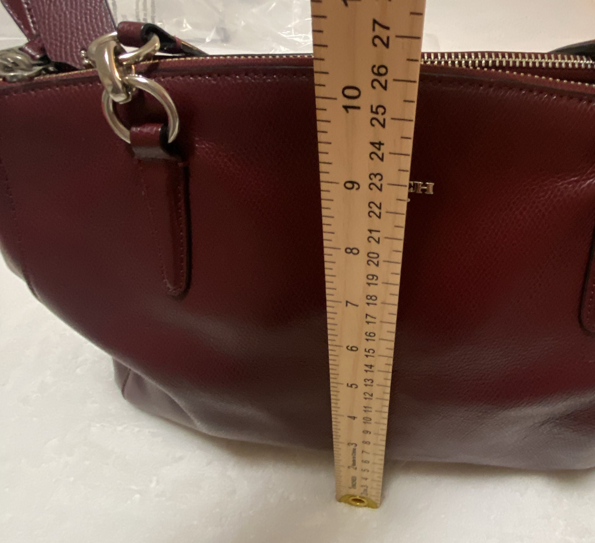 Coach Christie Carryall Burgundy Pebbled Leather Satchel Bag 22