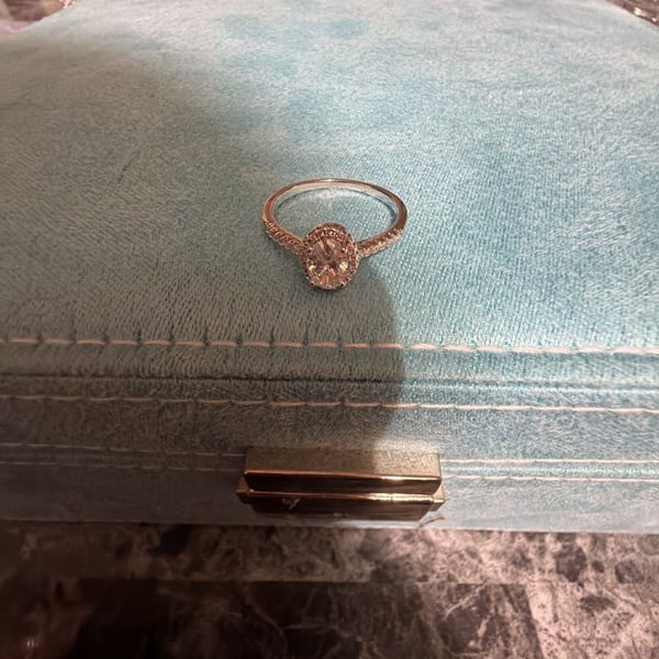Oval Cut Moissanite Ring with Halo Setting and GRA Certification size 9