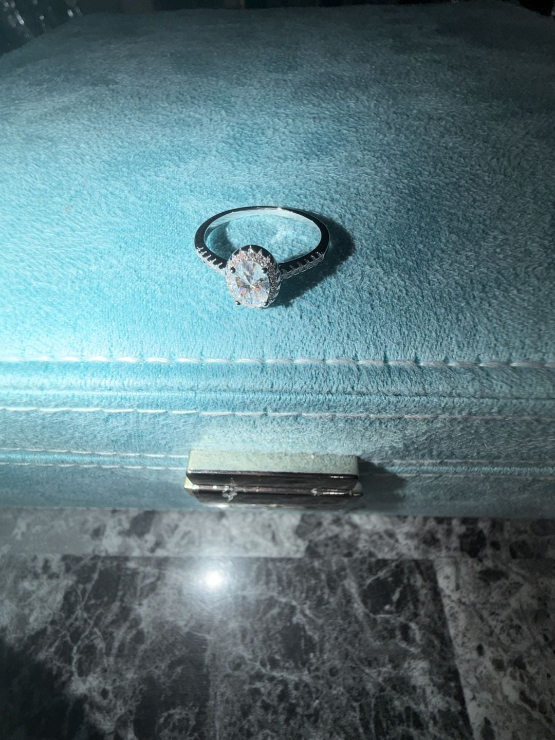 Oval Cut Moissanite Ring with Halo Setting and GRA Certification size 9 2