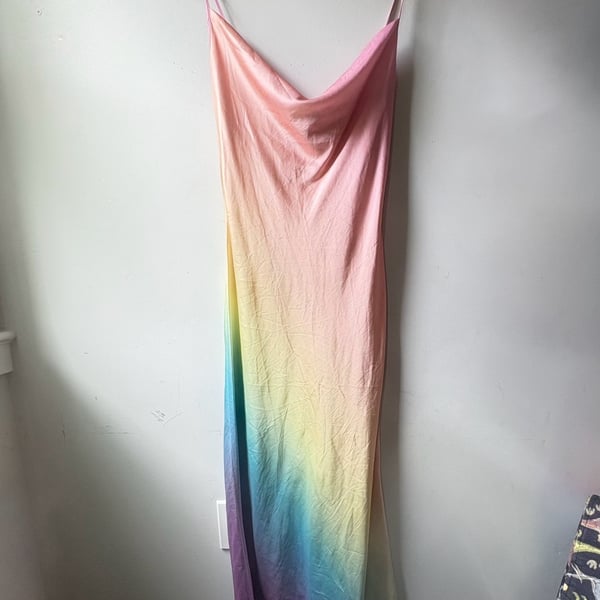 No.1 Los Angeles Ombre Satin Cowl Neck Maxi Slip Dress