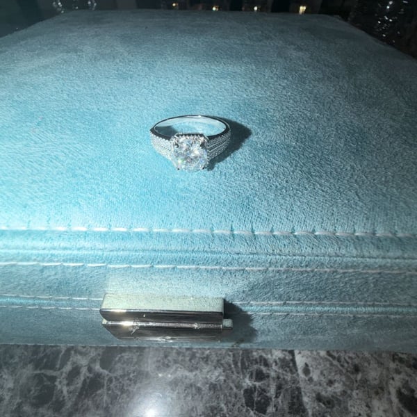 GRA Certified Round Cut Moissanite with Pave Split Shank size 9