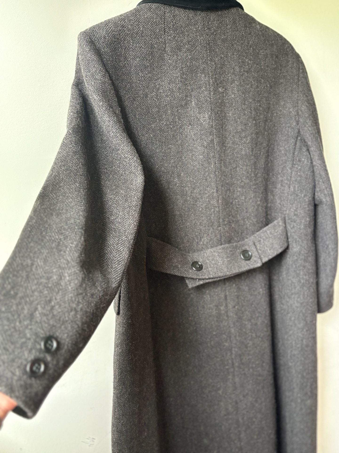Charter Club Vintage 100% Pure Wool Double-Breasted Long Coat with Velvet Collar 8