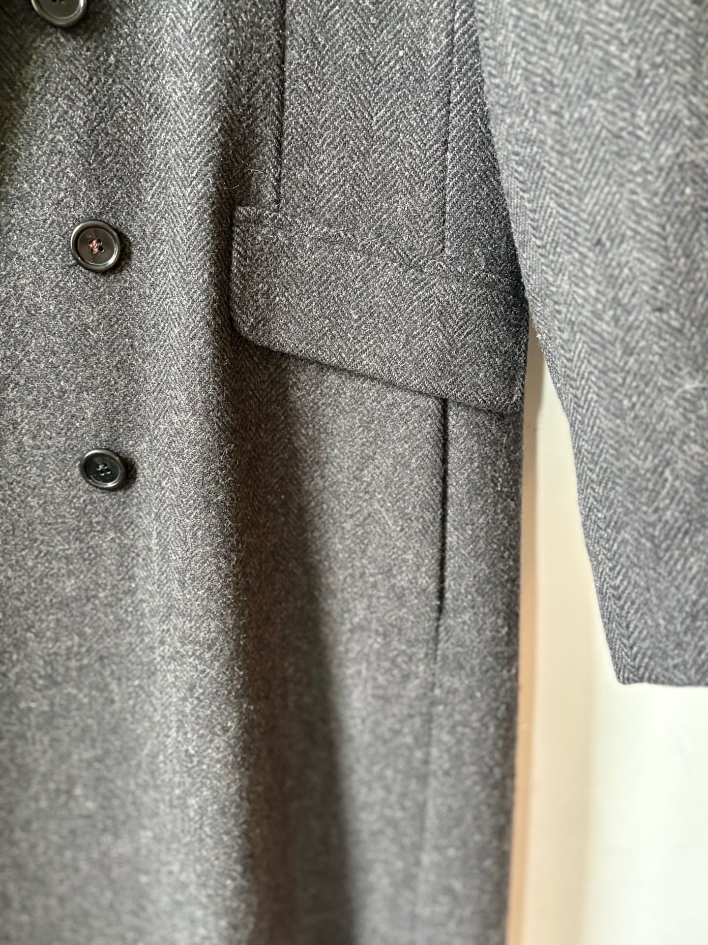 Charter Club Vintage 100% Pure Wool Double-Breasted Long Coat with Velvet Collar 10