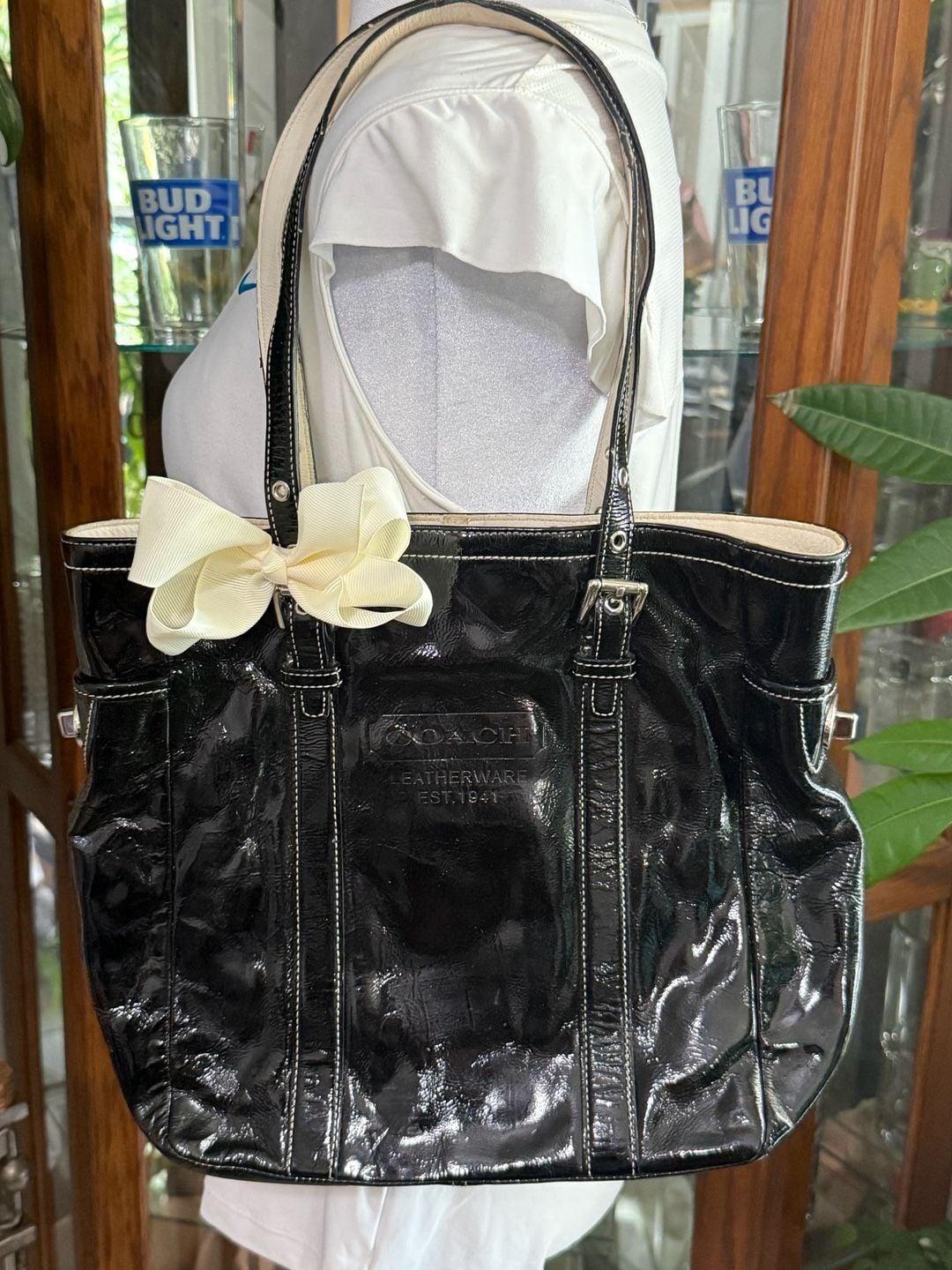 Coach Leatherware Est. 1941 Black Patent Leather Gallery Tote Bag 2