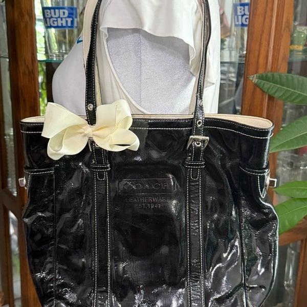 Coach Leatherware Est. 1941 Black Patent Leather Gallery Tote Bag