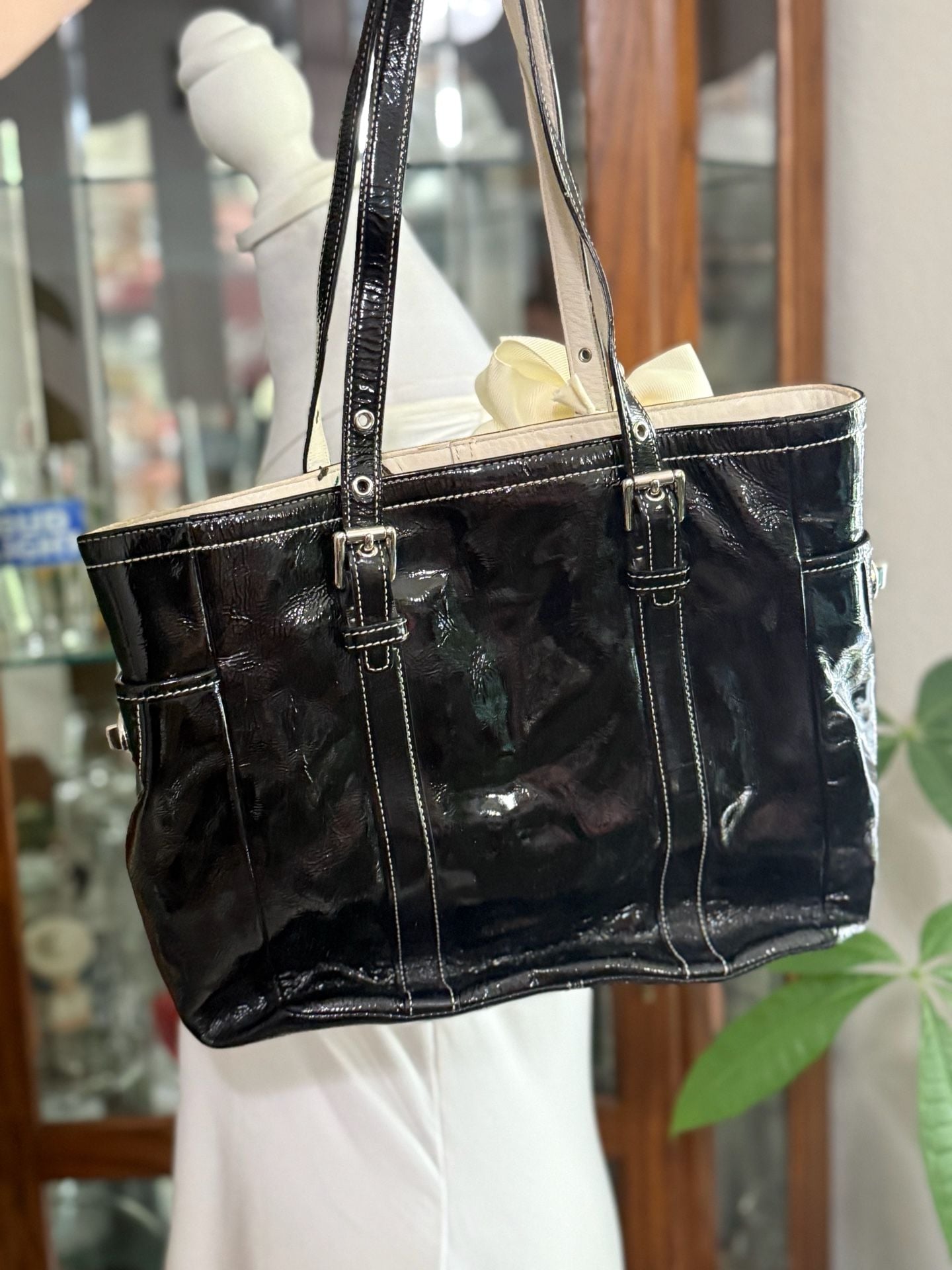 Coach Leatherware Est. 1941 Black Patent Leather Gallery Tote Bag 6